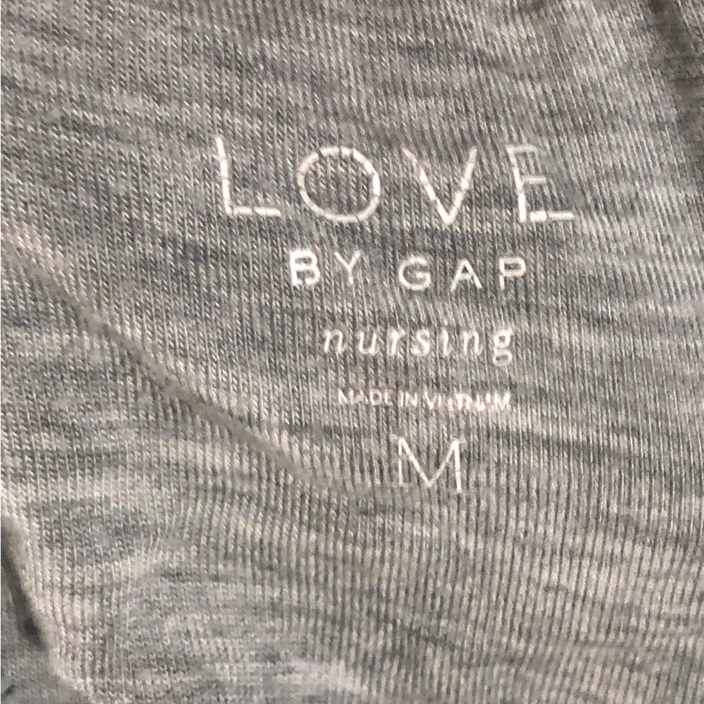 Love by GAP maternity nursing nightgown grey and white stripe lace trim Sz M - Picture 6 of 8
